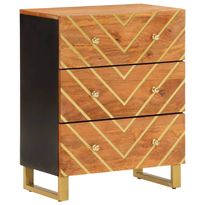 Sivukaappi ruskea ja musta 60x33,5x75 cm täysi mangopuu (56786)
