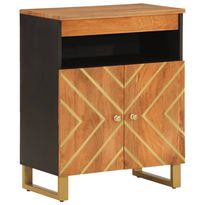 Sivukaappi ruskea ja musta 60x33,5x75 cm täysi mangopuu (56808)