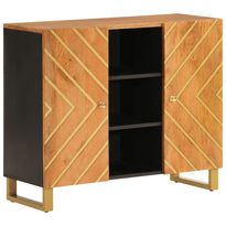 Sivukaappi ruskea ja musta 90x33,5x75 cm täysi mangopuu (56811)