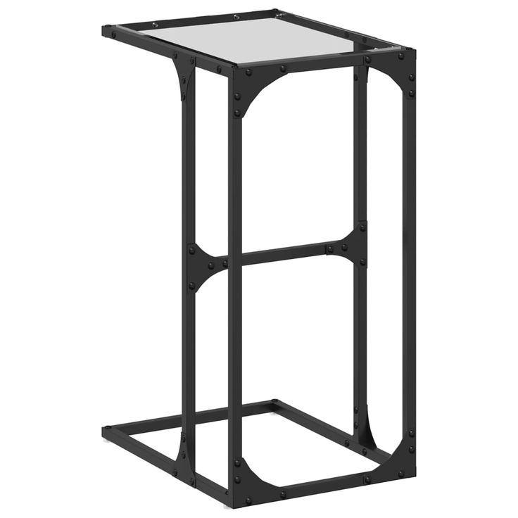 Sivupöytä läpinäkyvä lasinen pöytälevy 40x30x61,5 cm teräs (46036)