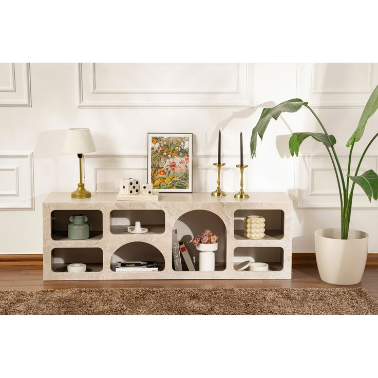 Sivupöytä Linento Furniture Liva 160, marmori/hiekkakivi
