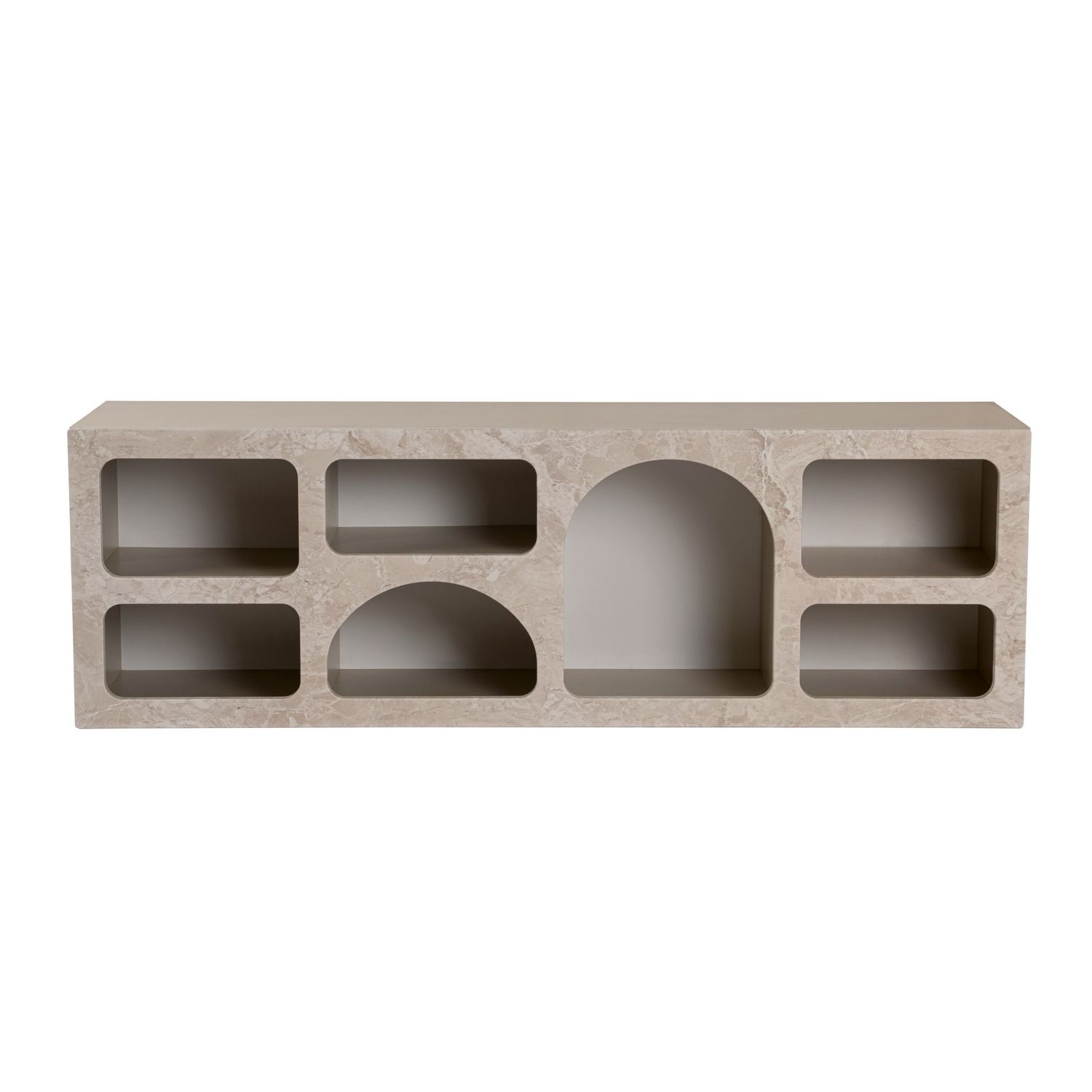 Sivupöytä Linento Furniture Liva 160, marmorijäljitelmä/hiekkakivi