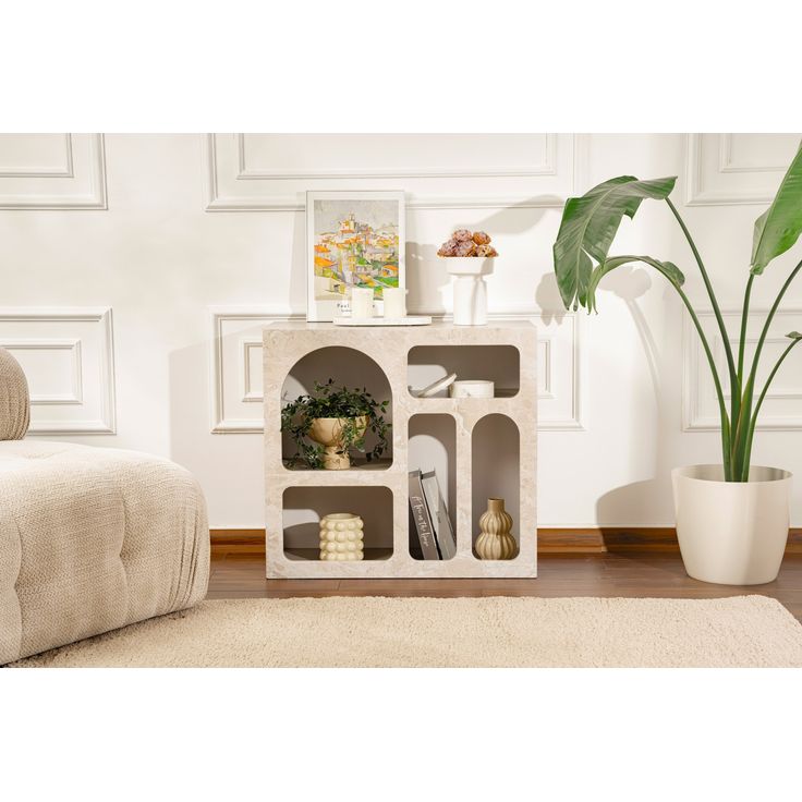 Sivupöytä Linento Furniture Liva 80, marmori/hiekkakivi