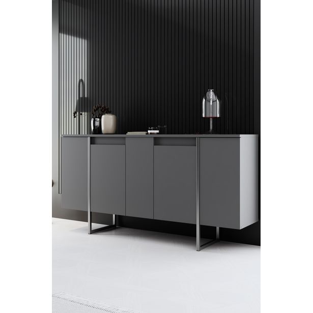 Sivupöytä Linento Furniture Luxe, antrasiitti/hopea