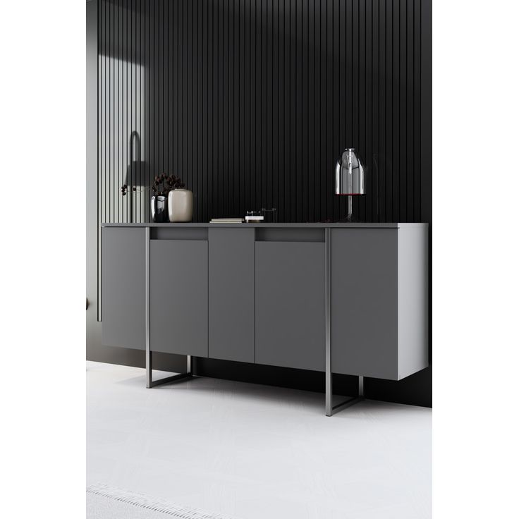 Sivupöytä Linento Furniture Luxe, antrasiitti/hopea