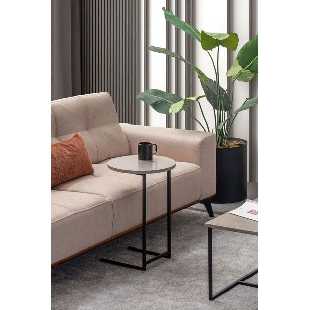 Sivupöytä Linento Furniture Mitazor, harmaa/musta