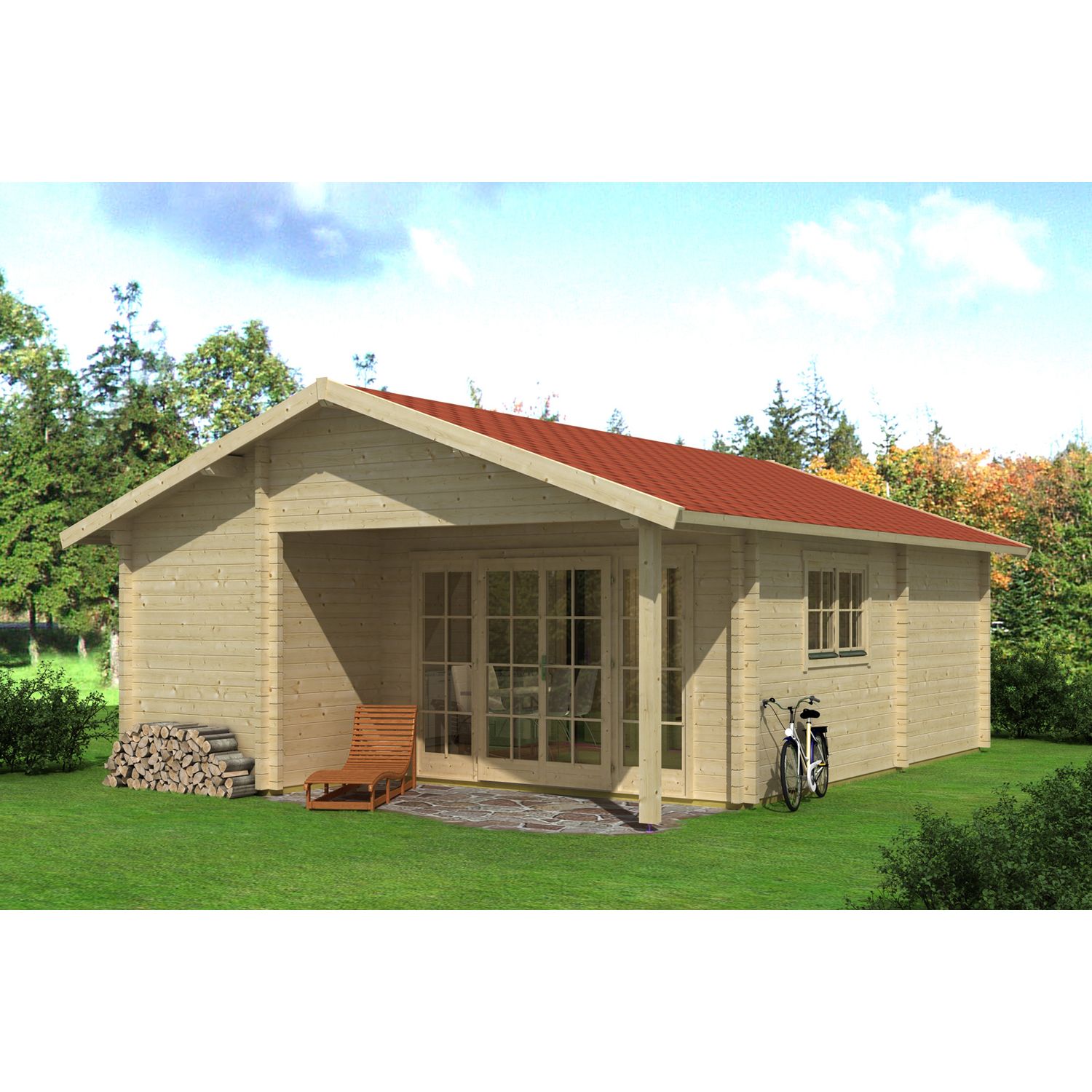 Kesämökki Skan Holz Alberta 2, 40m², tiilikattorakenne