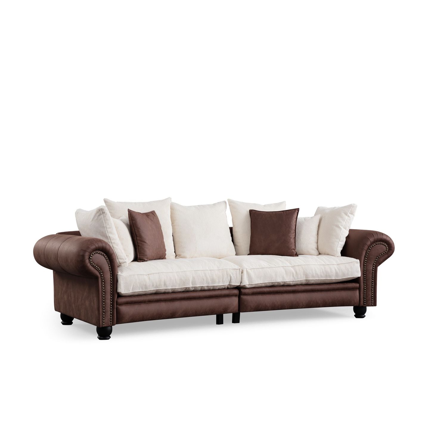 Sohva Linento Furniture Fresno, ruskea/valkoinen, 3-istuttava