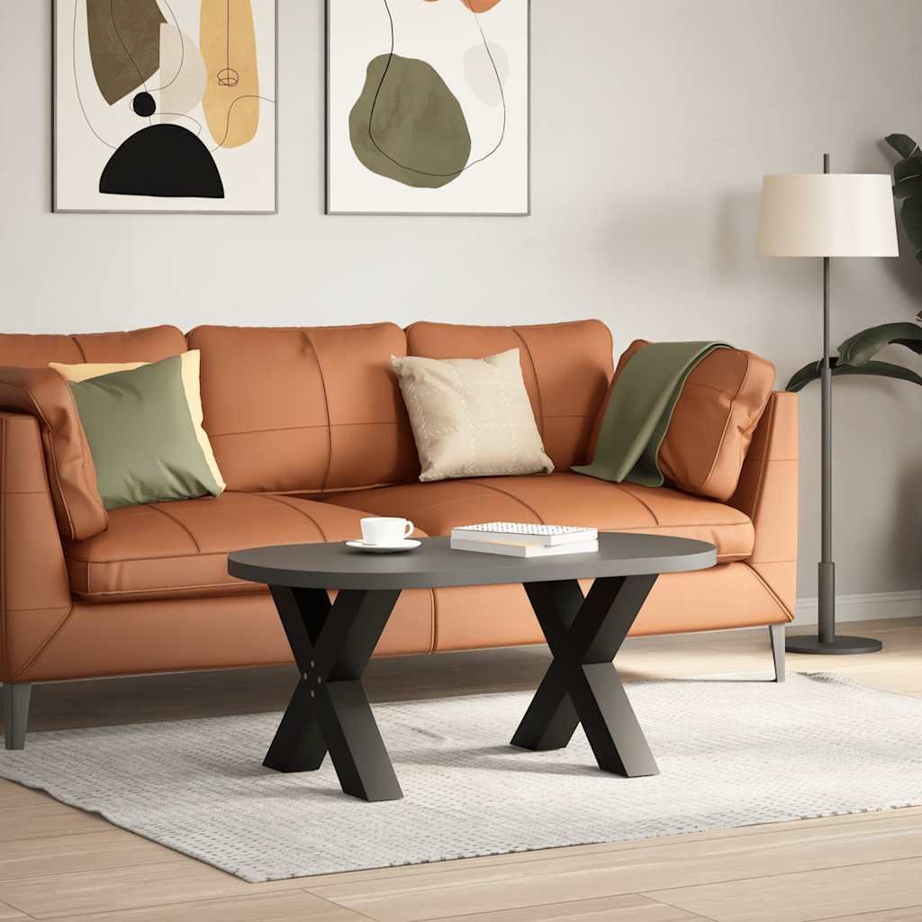 Sohvapöydän jalat X-muotoiset 2 kpl Musta 50x(42-43) cm Teräs (12956)