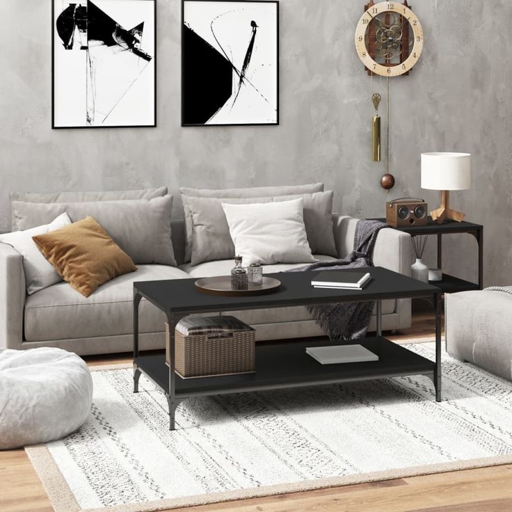 Sohvapöytä 100x50x40 cm tekninen puu musta