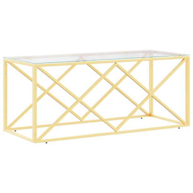 Sohvapöytä 110x45x45 cm ruostumaton teräs ja lasi (49962)