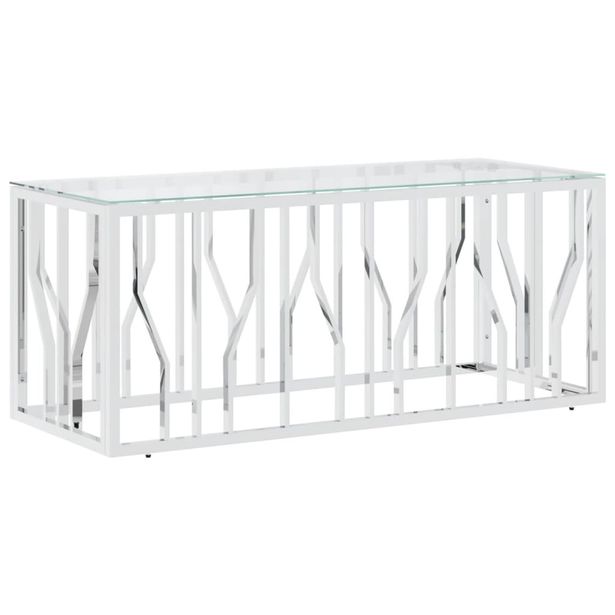 Sohvapöytä 110x45x45 cm ruostumaton teräs ja lasi (50049)
