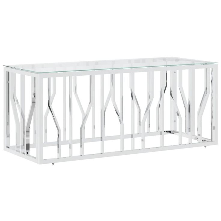 Sohvapöytä 110x45x45 cm ruostumaton teräs ja lasi (50049)