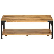 Sohvapöytä 2-kerroksinen 100x55x38 cm täysi mangopuu ja teräs (52019)