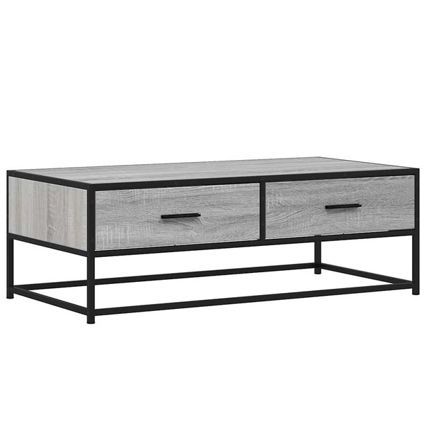 Sohvapöytä harmaa Sonoma 100x50x35 cm tekninen puu ja metalli (48782)