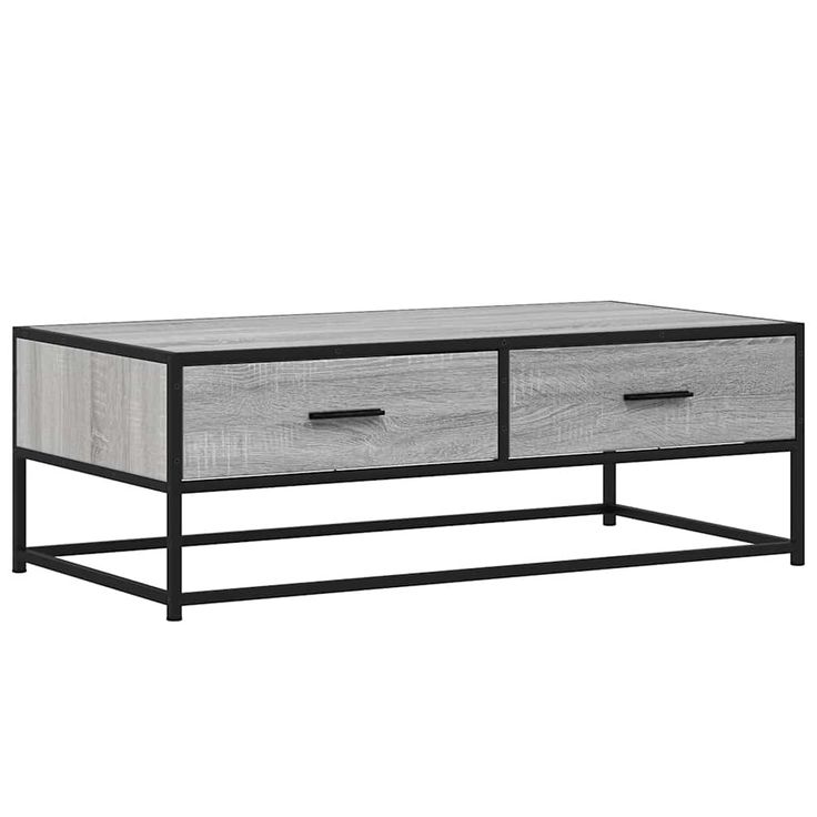 Sohvapöytä harmaa Sonoma 100x50x35 cm tekninen puu ja metalli (48782)
