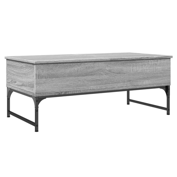 Sohvapöytä harmaa Sonoma 100x50x40 cm tekninen puu ja metalli (45379)