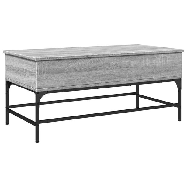 Sohvapöytä harmaa Sonoma 100x50x45 cm tekninen puu ja metalli (45399)