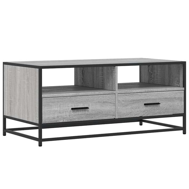 Sohvapöytä harmaa Sonoma 100x50x45 cm tekninen puu ja metalli (48787)