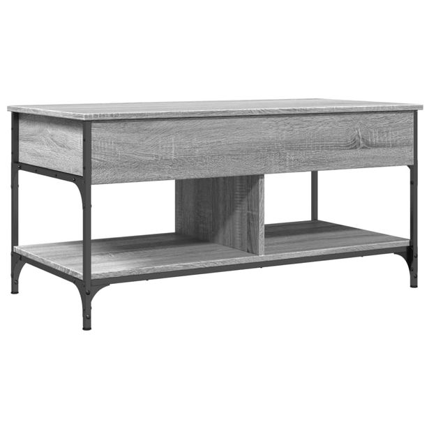 Sohvapöytä harmaa Sonoma 100x50x50 cm tekninen puu ja metalli (45369)