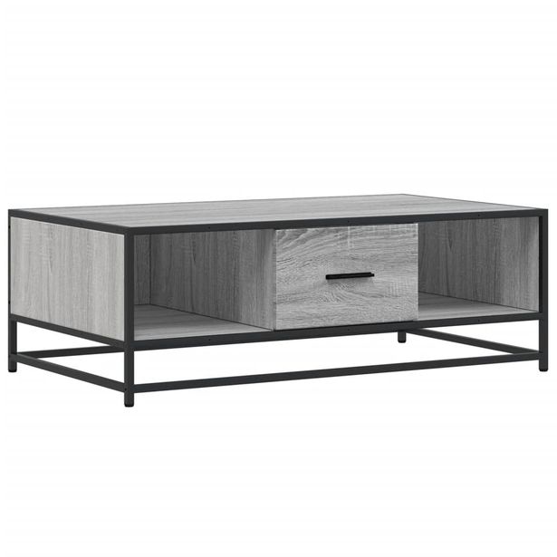 Sohvapöytä harmaa Sonoma 100x57x35 cm tekninen puu ja metalli (48762)