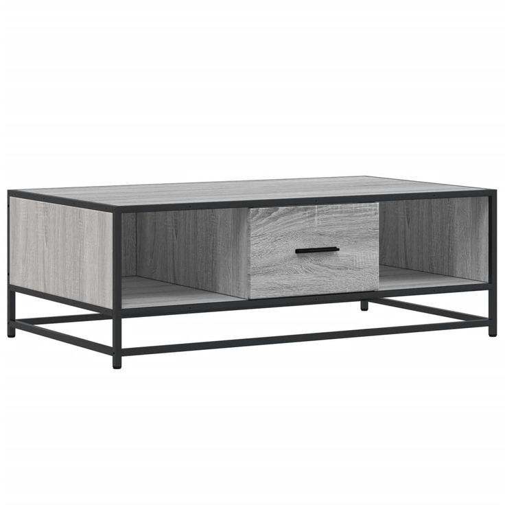 Sohvapöytä harmaa Sonoma 100x57x35 cm tekninen puu ja metalli (48762)
