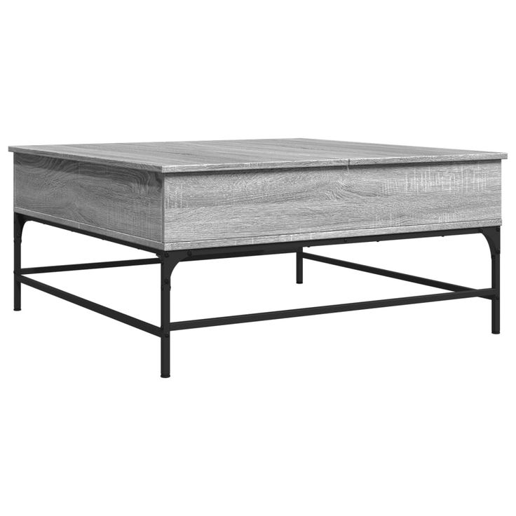 Sohvapöytä harmaa Sonoma 95x95x45 cm tekninen puu ja metalli (17067)