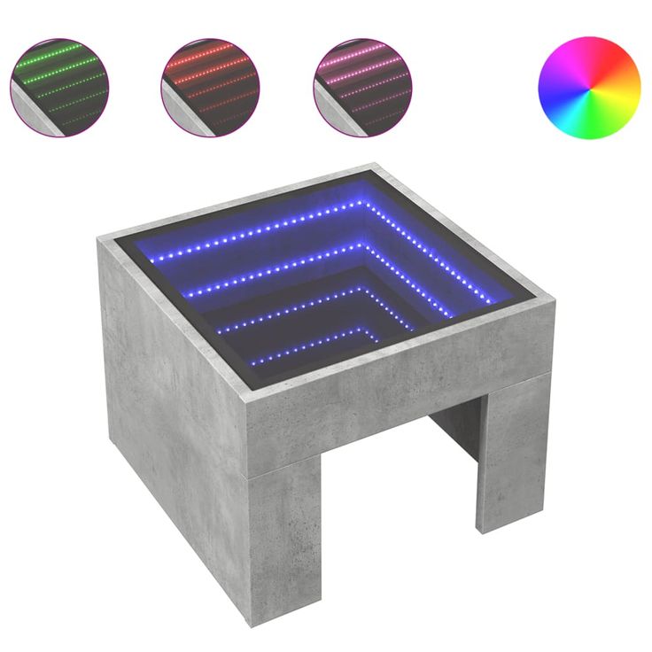 Sohvapöytä Infinity LED-valoilla betonin harmaa 40x40x30 cm (47598)