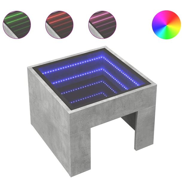 sohvapöytä Infinity LED-valoilla betonin harmaa 40x40x30 cm (84073)