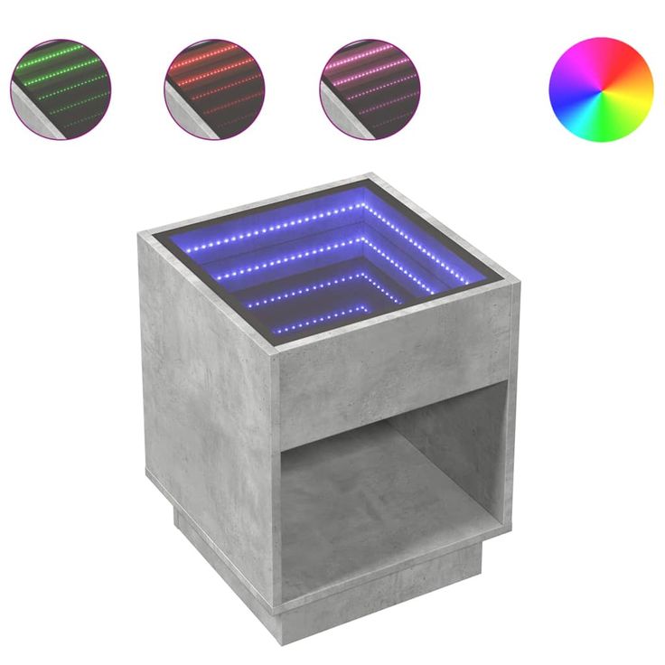 sohvapöytä Infinity LED-valoilla betonin harmaa 40x40x50 cm (84080)
