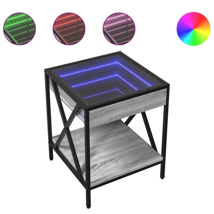 sohvapöytä Infinity LED-valoilla harmaa Sonoma 40x40x49 cm (84099)