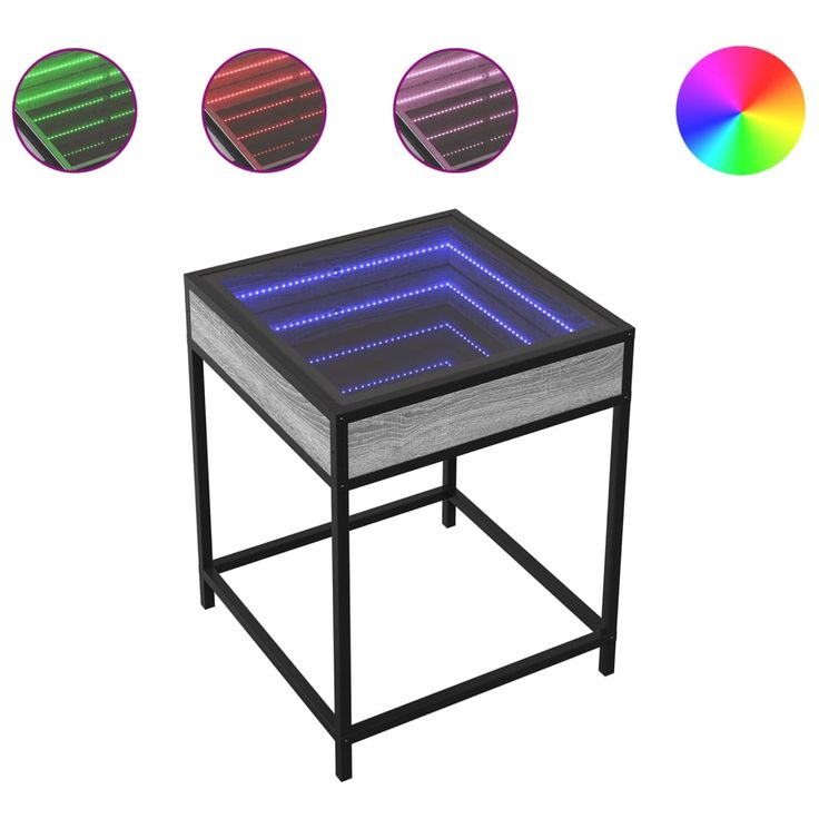 sohvapöytä Infinity LED-valoilla harmaa Sonoma 40x40x51 cm (84094)