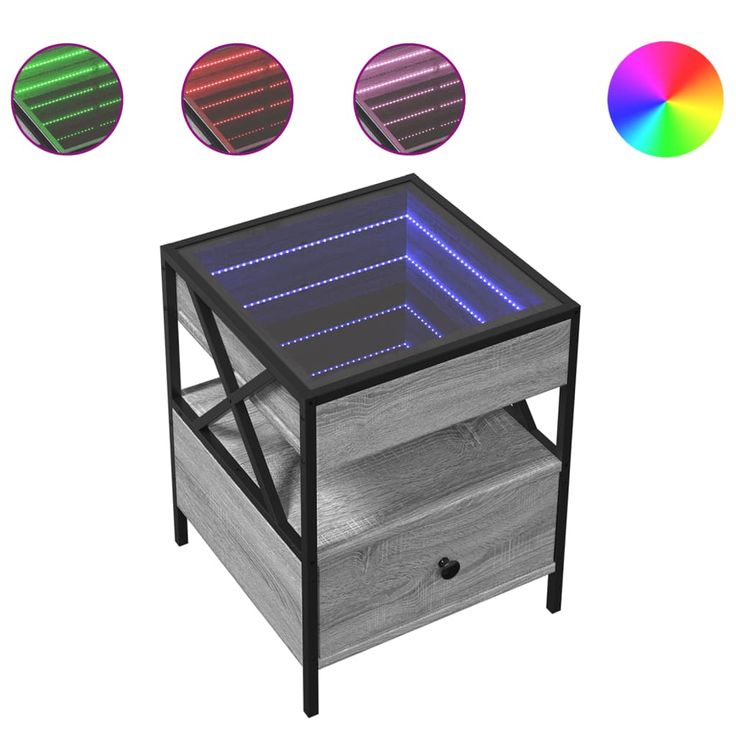 sohvapöytä Infinity LED-valoilla harmaa Sonoma 40x40x51 cm (84104)