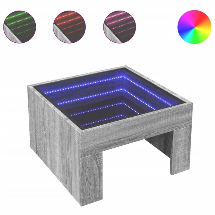 Sohvapöytä Infinity LED-valoilla harmaa Sonoma 50x50x30 cm (47607)