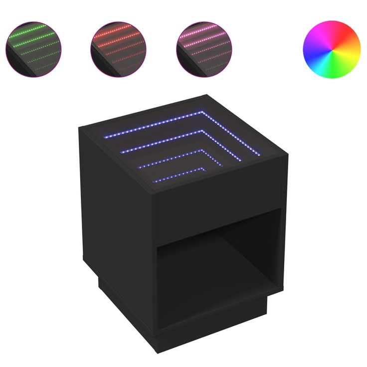 sohvapöytä Infinity LED-valoilla musta 40x40x50 cm (47645)