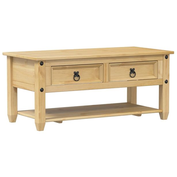 Sohvapöytä laatikoilla Corona 100x48x45 cm täysi mänty (02773)