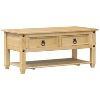 Sohvapöytä laatikoilla Corona 100x48x45 cm täysi mänty (02773), Verkkokaupan poistotuote