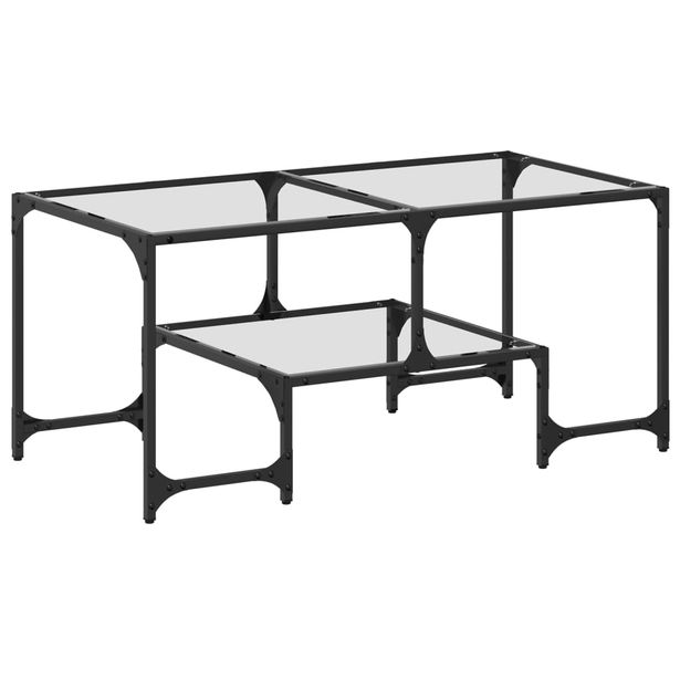 Sohvapöytä läpinäkyvä lasinen pöytälevy 98,5x50x45 cm teräs (46014)