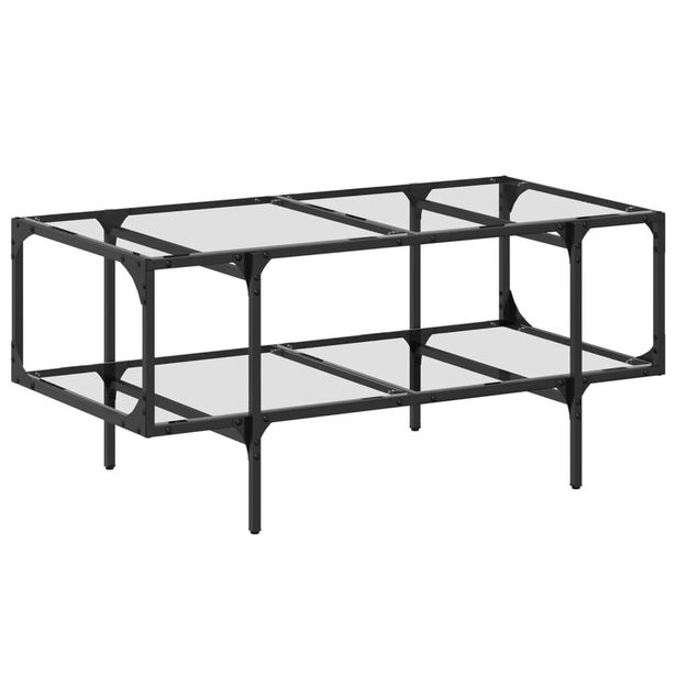 Sohvapöytä läpinäkyvä lasinen pöytälevy 98,5x50x45 cm teräs (46042)