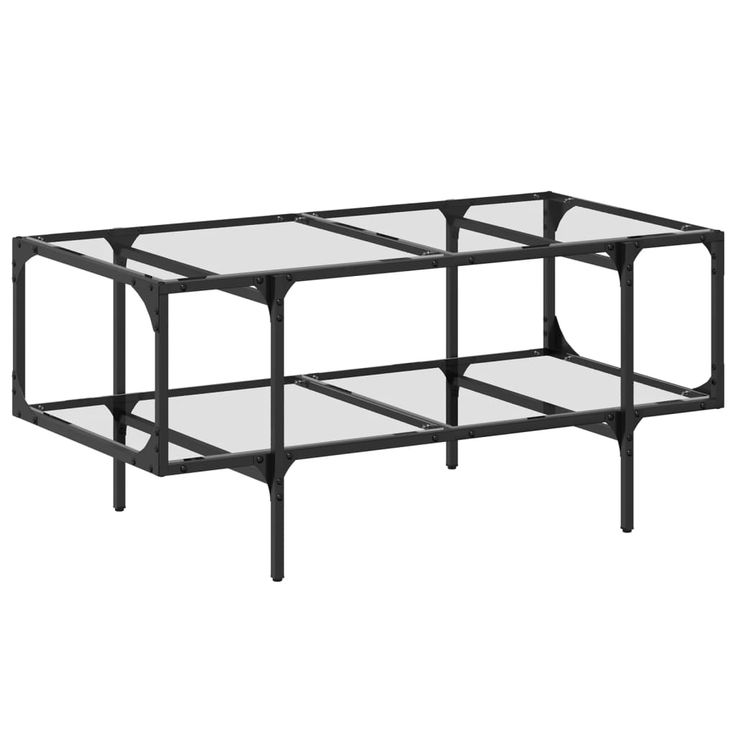 Sohvapöytä läpinäkyvä lasinen pöytälevy 98,5x50x45 cm teräs (46042)