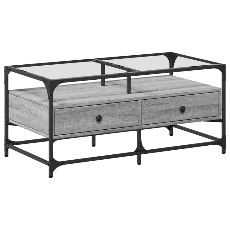 Sohvapöytä lasinen pöytälevy harmaa Sonoma 98,5x50x45 cm teräs (46047)