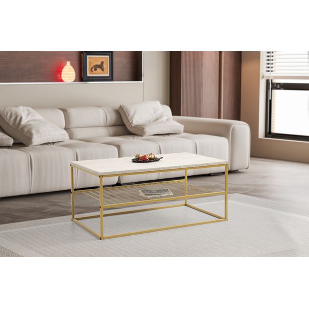 Sohvapöytä Linento Furniture Asude, kulta/marmorijäljitelmä