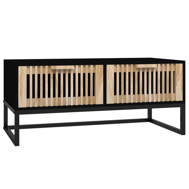 Sohvapöytä musta 80x40x35 cm tekninen puu ja rauta (52101)