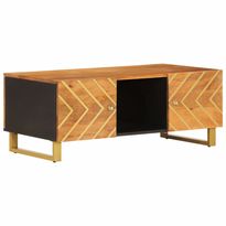 Sohvapöytä ruskea ja musta 100x54x40 cm täysi mangopuu (56795)