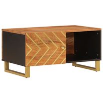 Sohvapöytä ruskea ja musta 80x50x40 cm täysi mangopuu (56787)