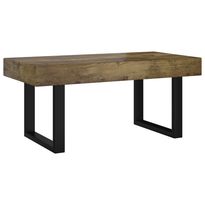 Sohvapöytä tummanruskea ja musta 90x45x40 cm MDF ja rauta (86100)