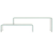 Sohvapöytäsarja 2-osainen 90x30x20/110x30x40 cm karkaistu lasi (84728)