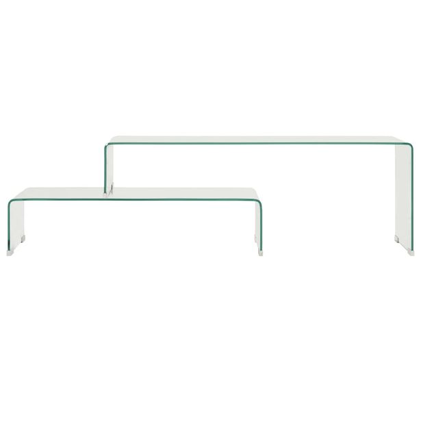 Sohvapöytäsarja 2-osainen 90x30x20/110x30x40 cm karkaistu lasi  (84728)