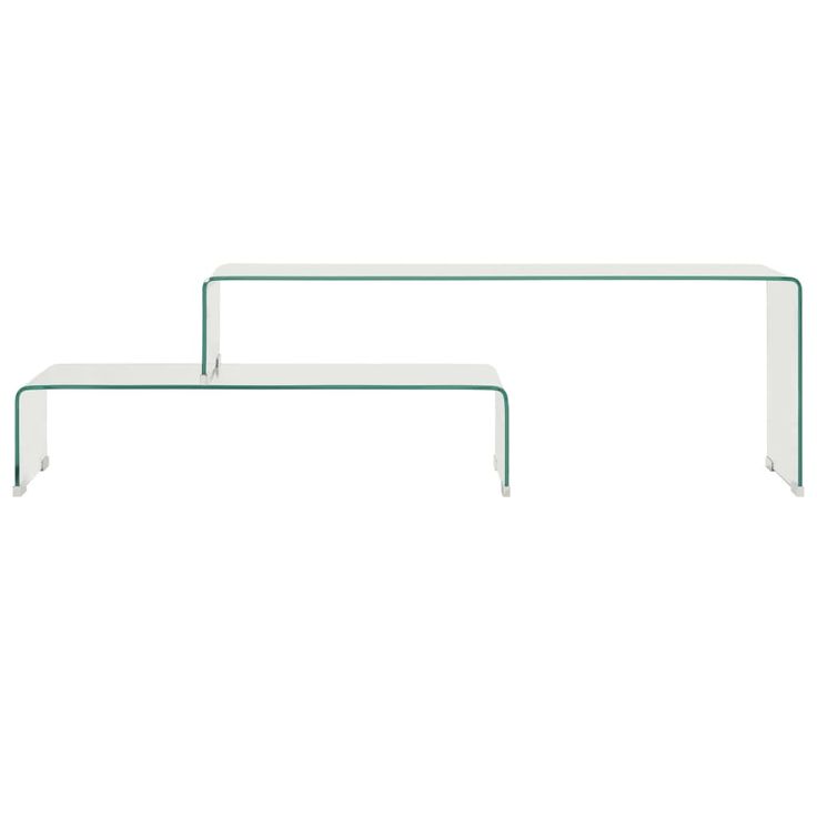 Sohvapöytäsarja 2-osainen 90x30x20/110x30x40 cm karkaistu lasi  (84728)