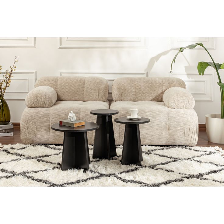 Sohvapöytäsetti Linento Furniture Lume, puunväri/musta, 3-osainen